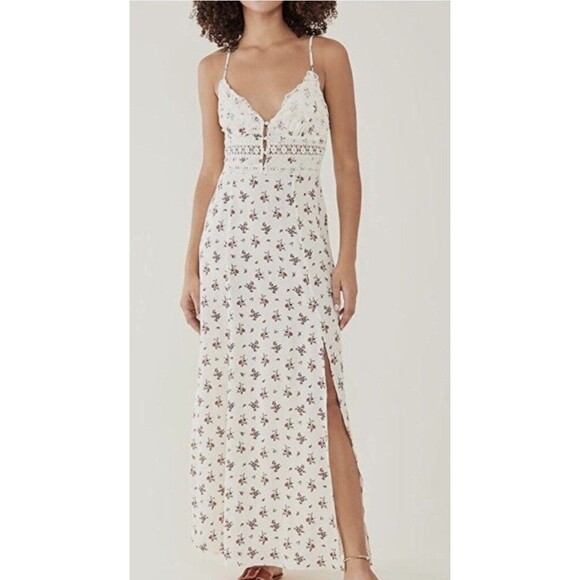 INTIMATELY FREE PEOPLE OUT & ABOUT MAXI SLIP DRESS IVORY FLORAL SIZE Small $128 - Picture 1 of 10